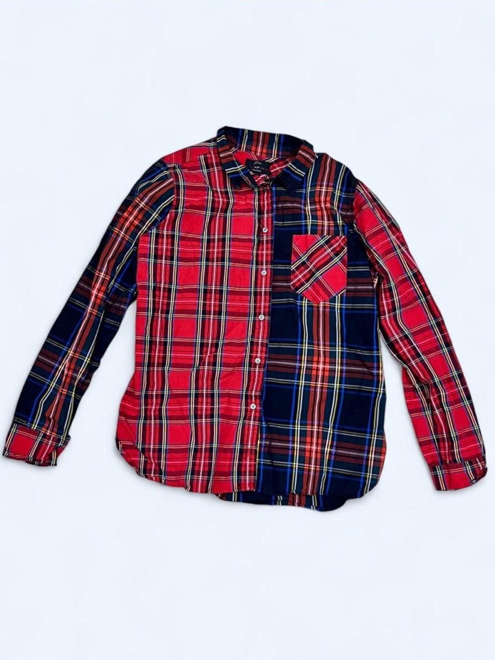 J. Crew Red and Navy Plaid Button-Down Shirt